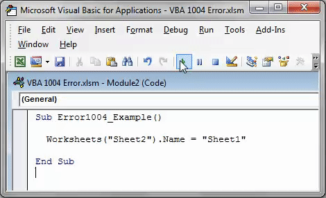 VBA Run Time Error 1004 in Excel 1