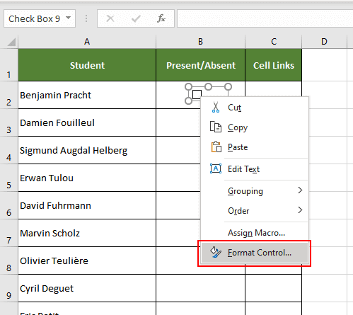 how to insert checkbox in excel 2019