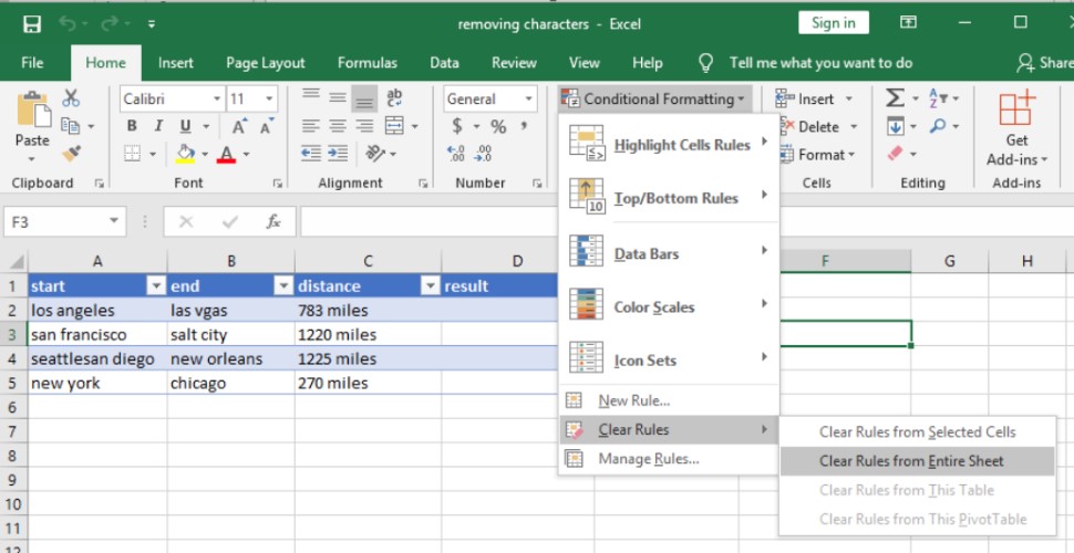 clear conditional formatting in excel