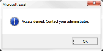 Microsoft excel 2016 access denied contact your administrator