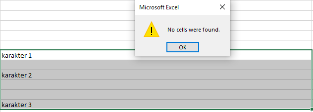 no cells were found Excel