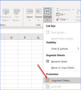 unprotect sheet