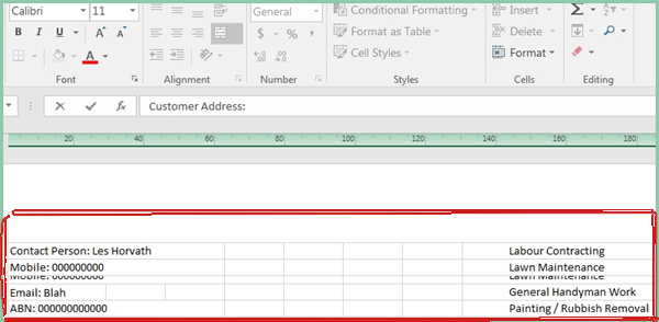 Excel overlapping cells