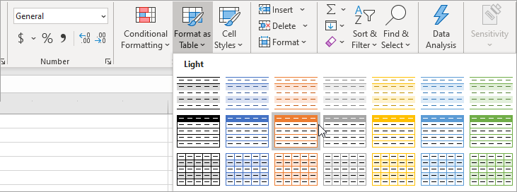 Format as Table