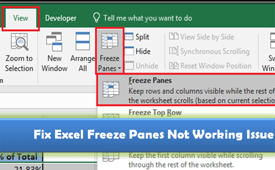 freeze panes not working in Excel