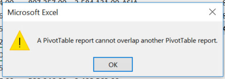 PivotTable report cannot overlap another PivotTable report