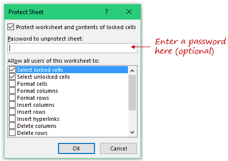 Lock Some Specific Cells in Excel 5