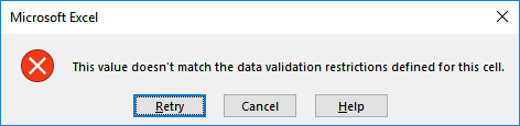 this value doesn’t match the data validation error 