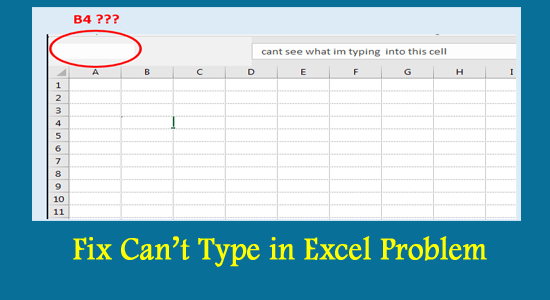 Can't type in Excel