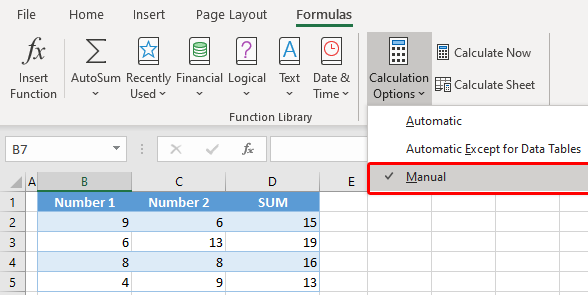 formulas in your spreadsheet are not automatically calculating
