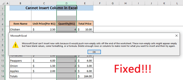 microsoft excel can't insert new cells