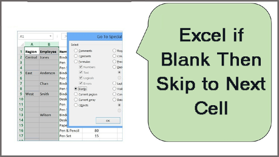 Excel if Blank Then Skip to Next Cell