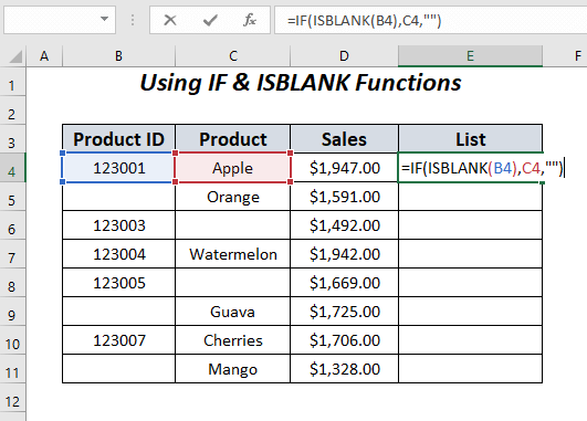 Excel if Blank Then Skip to Next Cell