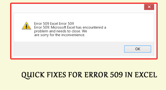Fix Error 509 Excel