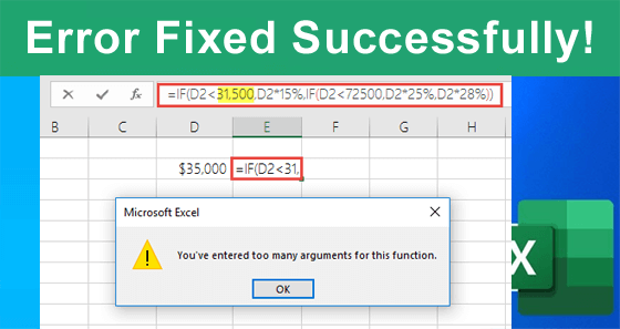 excel you've entered too many arguments for this function