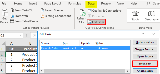 How to Break Links in Excel