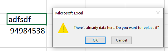 Excel There's Already Data Here Error