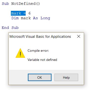 Excel Compile Error Variable Not Defined