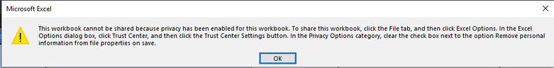This Workbook Cannot Be Shared Because Privacy Has Been