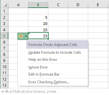 Formula Omits Adjacent Cells Error