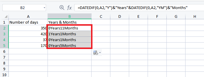 Convert Days to Months in Excel