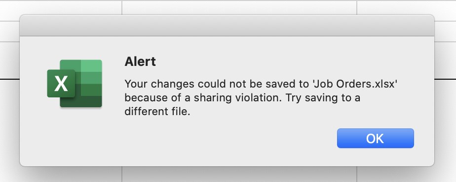 Solving Excel Your Changes Could Not Be Saved Error!