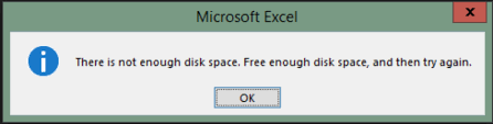 there is not enough disk space free enough disk space and then try again excel